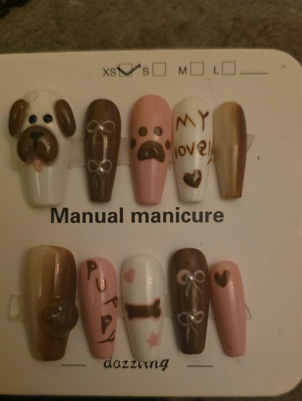 Cute Dog Paw & Bone Nail Art Press-On Set - Size Xsmall
